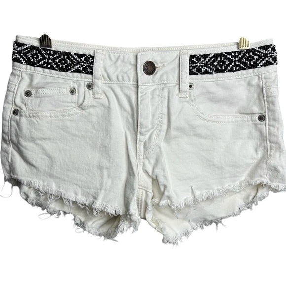 American Eagle Shorts Beaded Waist Fringe‎ Hem Women’s Size 0 - Picture 1 of 7